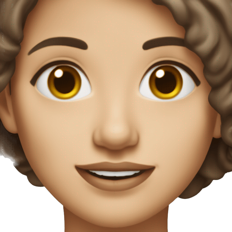 Woman of 29 years, smart, white skin, brown eyes, brown hair, beautiful lips, smiled. emoji