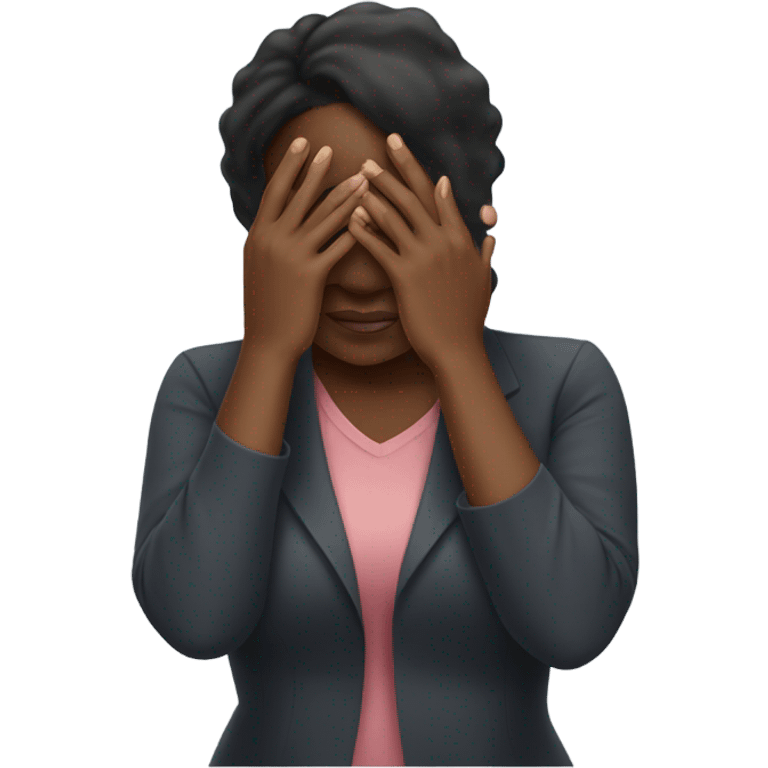 Black woman covering her eyes with her hand and pressing a button emoji