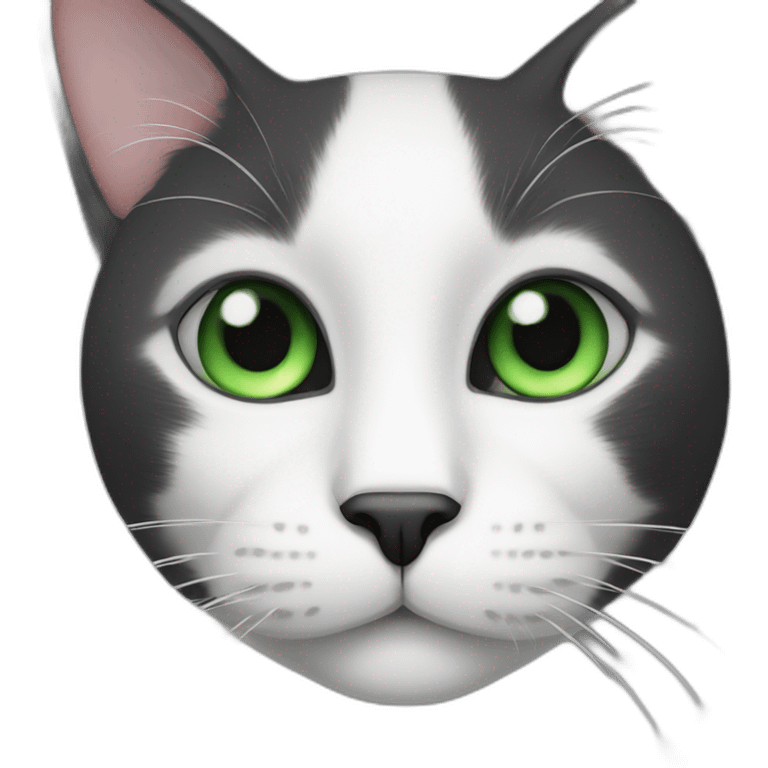 Black and white cat with green eyes emoji