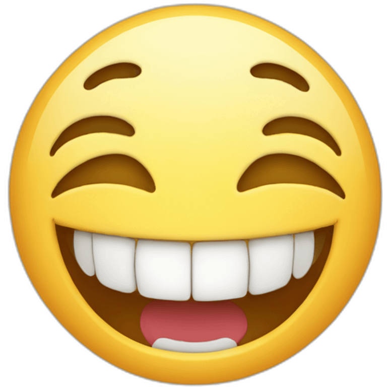 laugh and teeth is out from the mouth. emoji