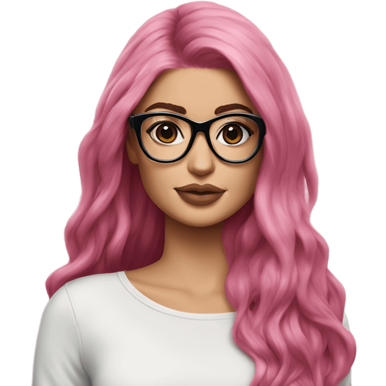 Hyper Realistic kylie jenner stylish pink hair BLUE eyes and glasses  emoji