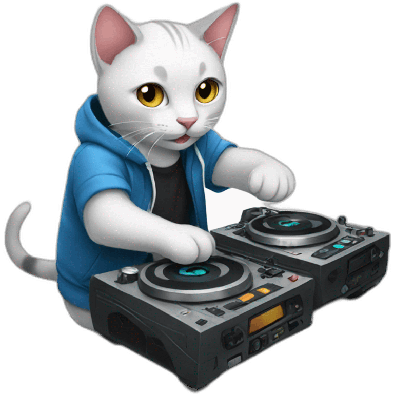 Dj cat playing with rat emoji