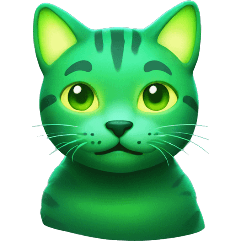 Green glowing cat  emoji