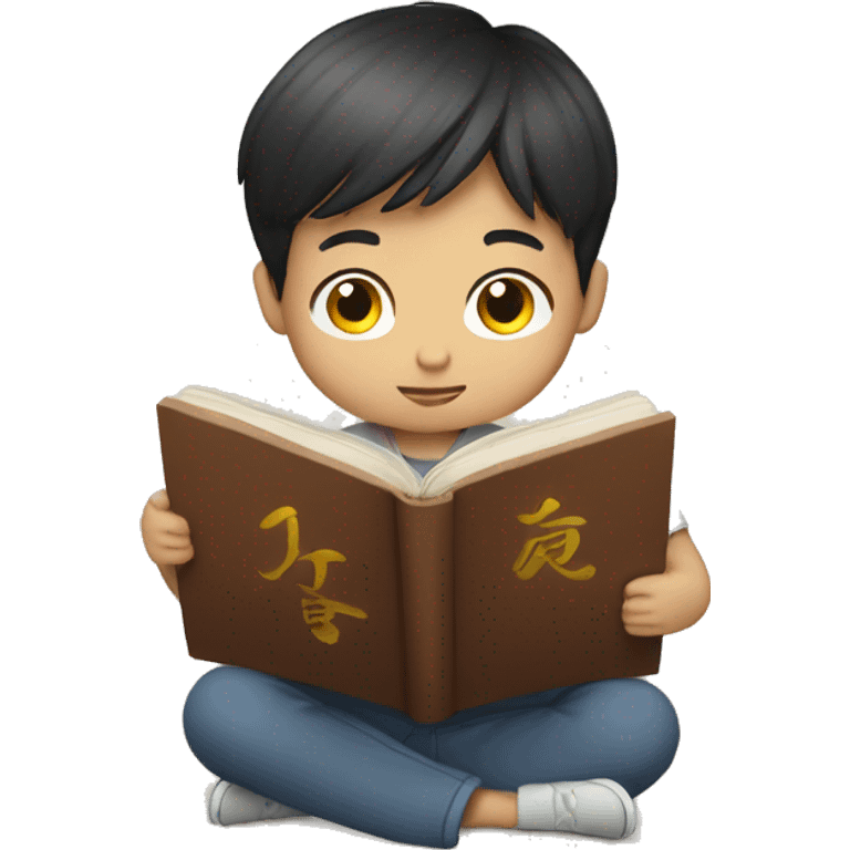 Chinese boy reading book emoji