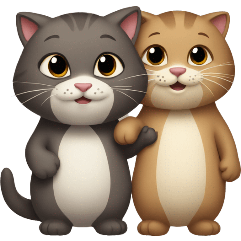 Cat and otter holding hands  emoji