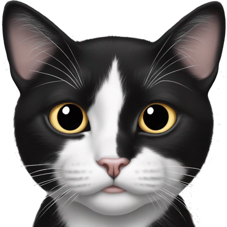 black and white tuxedo cat with black dot on his nose and chin emoji