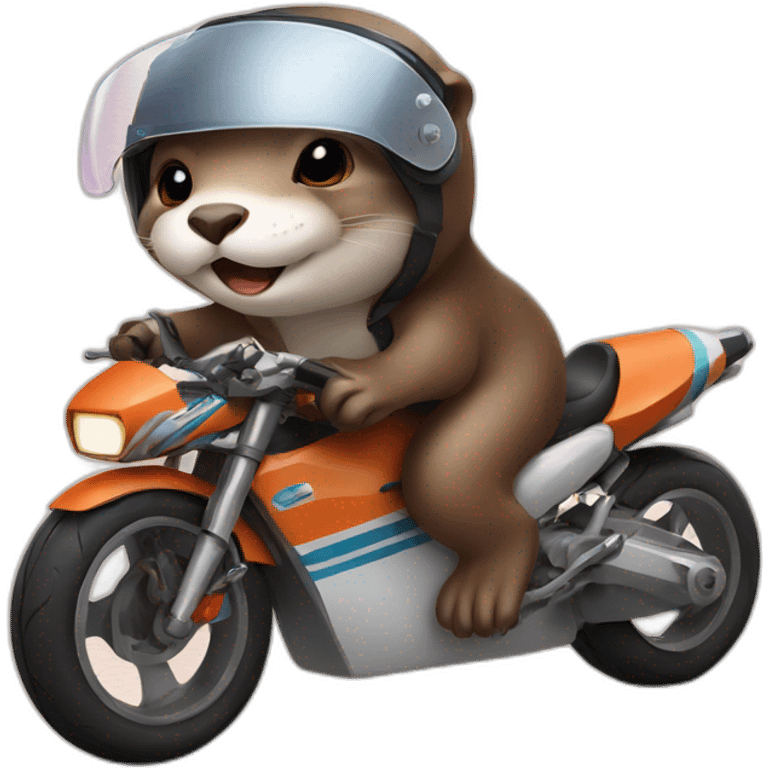 Otter who rides a racing motorcycle emoji