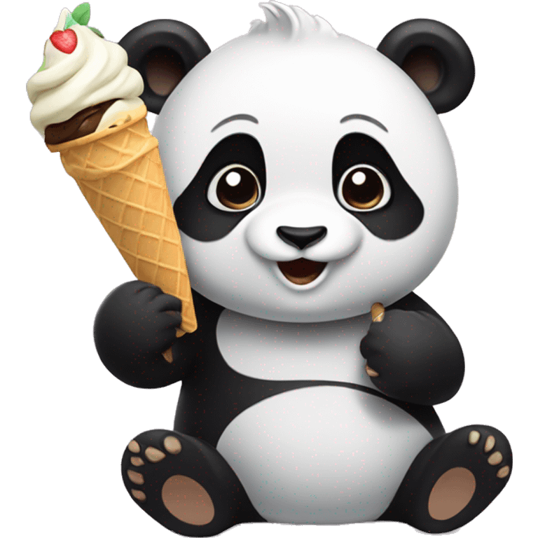 Panda eating ice cream emoji