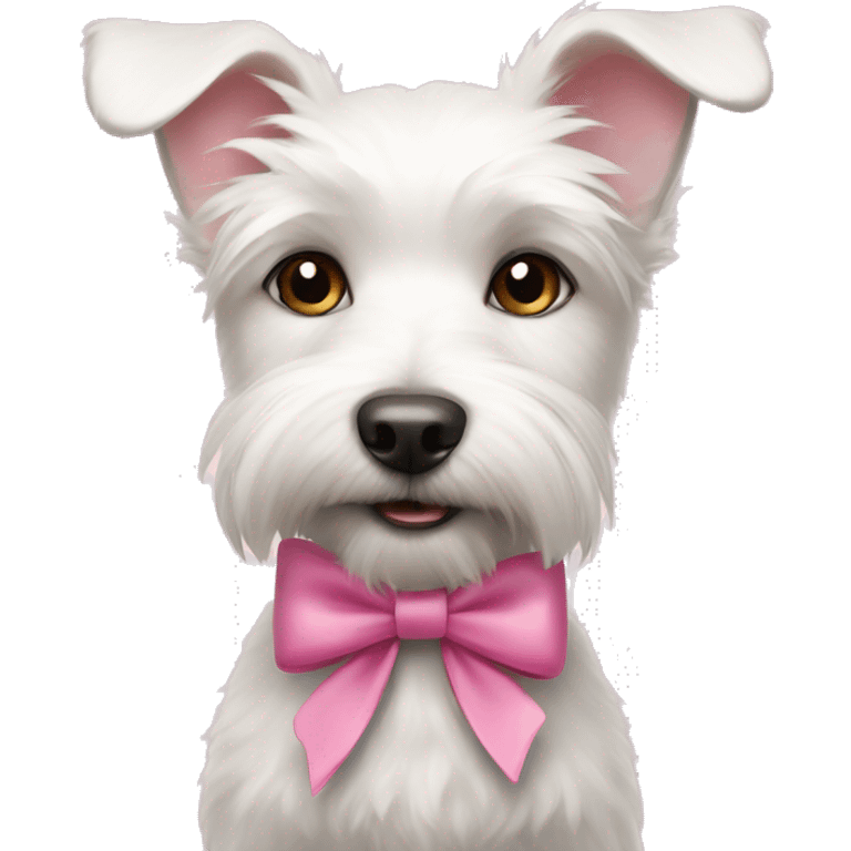 Cute white terrier dog with a pink bow  emoji