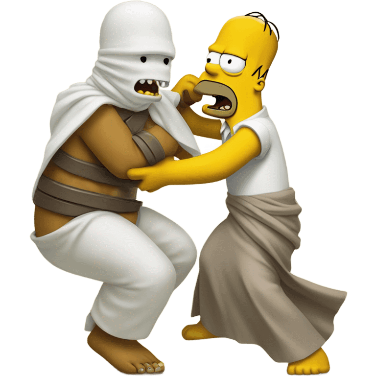 Homer simpson fighting a mummy emoji