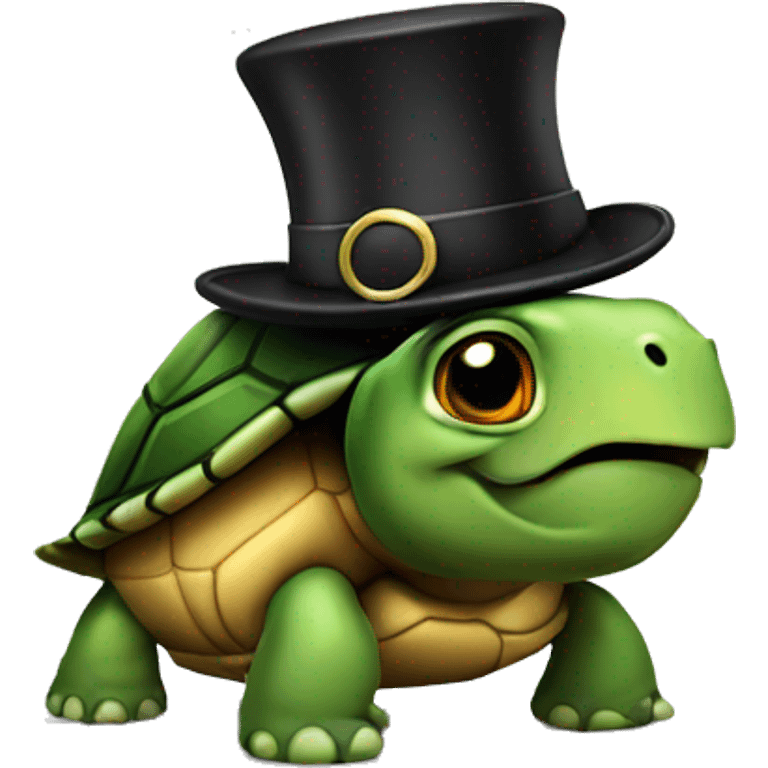 Turtle wearing a top hat emoji