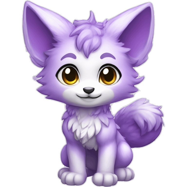 shiny, colorful, lilac-violet, gradient, Kemono-style, Chibi, Anthro-Fur-Sona-Fakémon, Full Body emoji