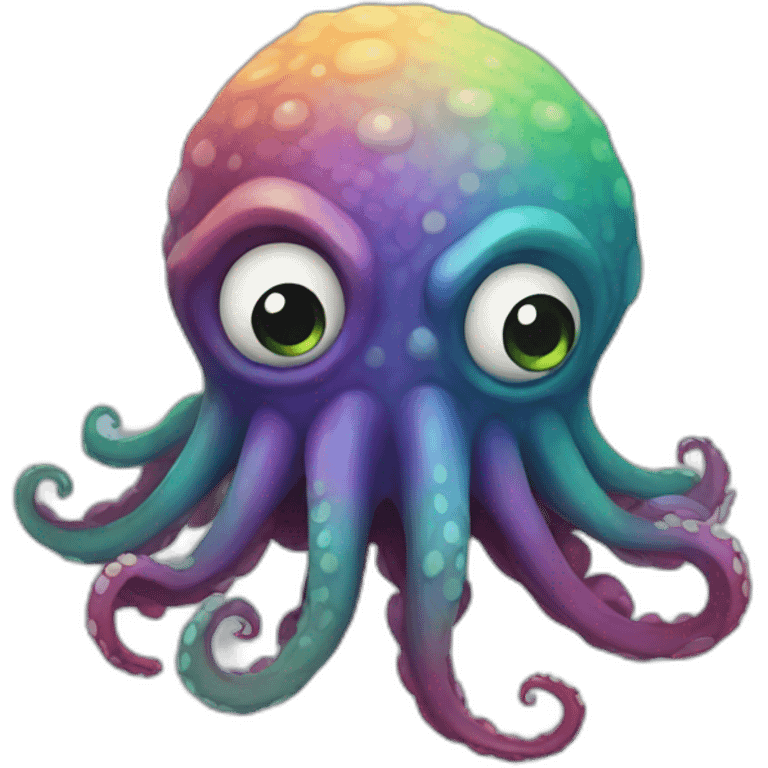 a multi-colored kraken who is afraid emoji