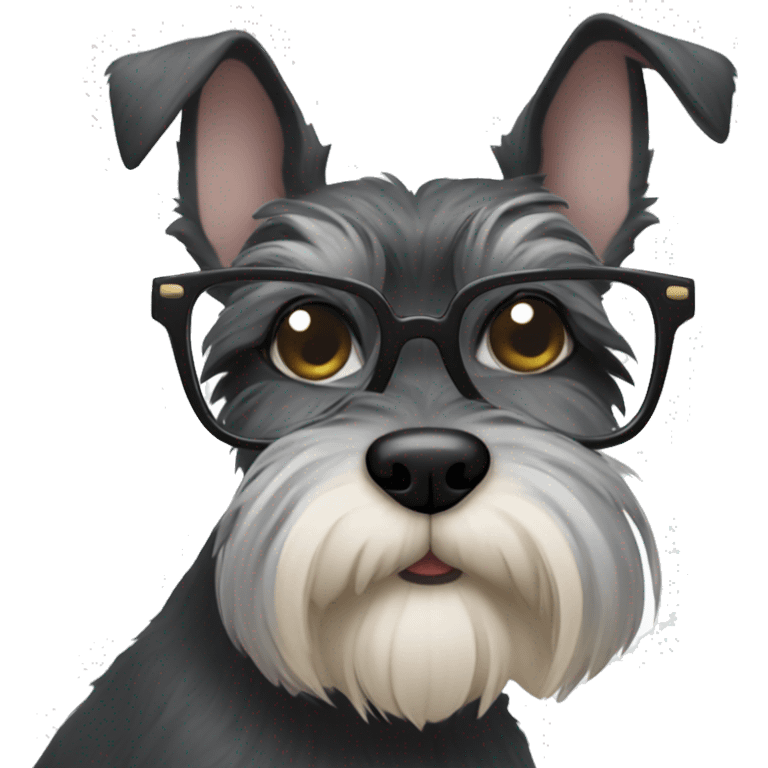 Schnauzer with glasses and cat ears emoji