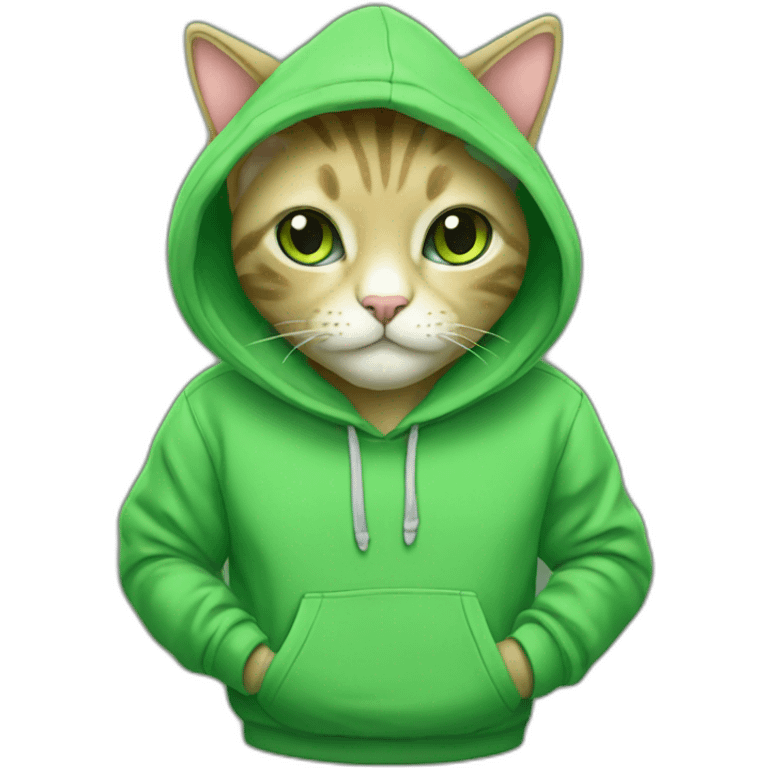 cute plant cat in green hoodie emoji