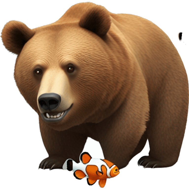 Grizzly bear eats clown fish emoji