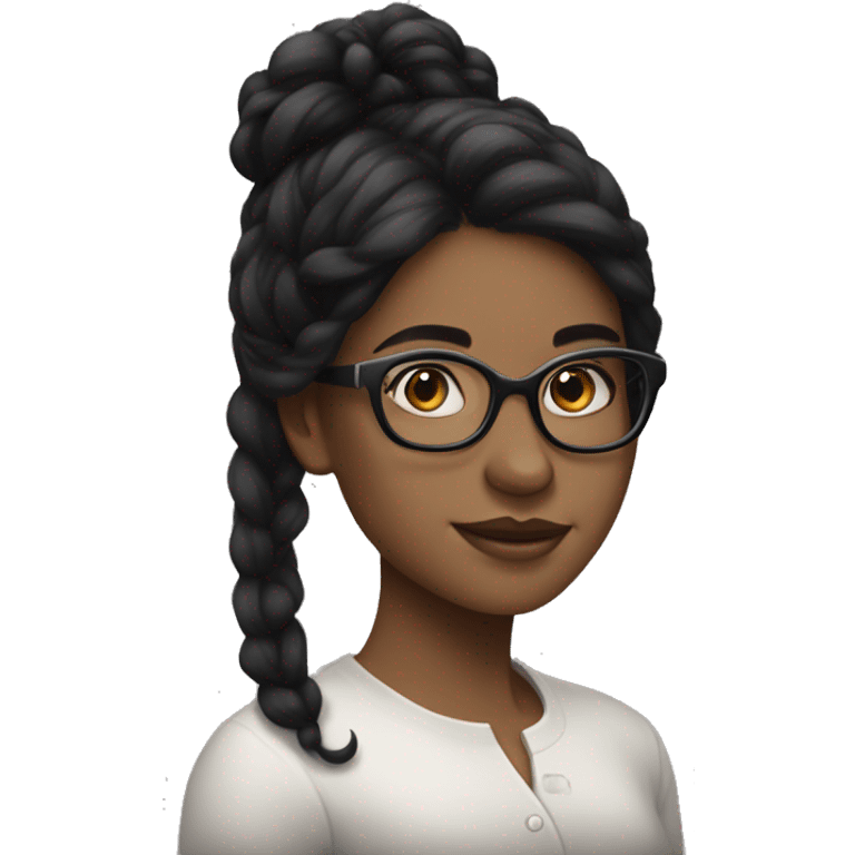 long black haired girl, fair skin, with white glasses and earrings emoji