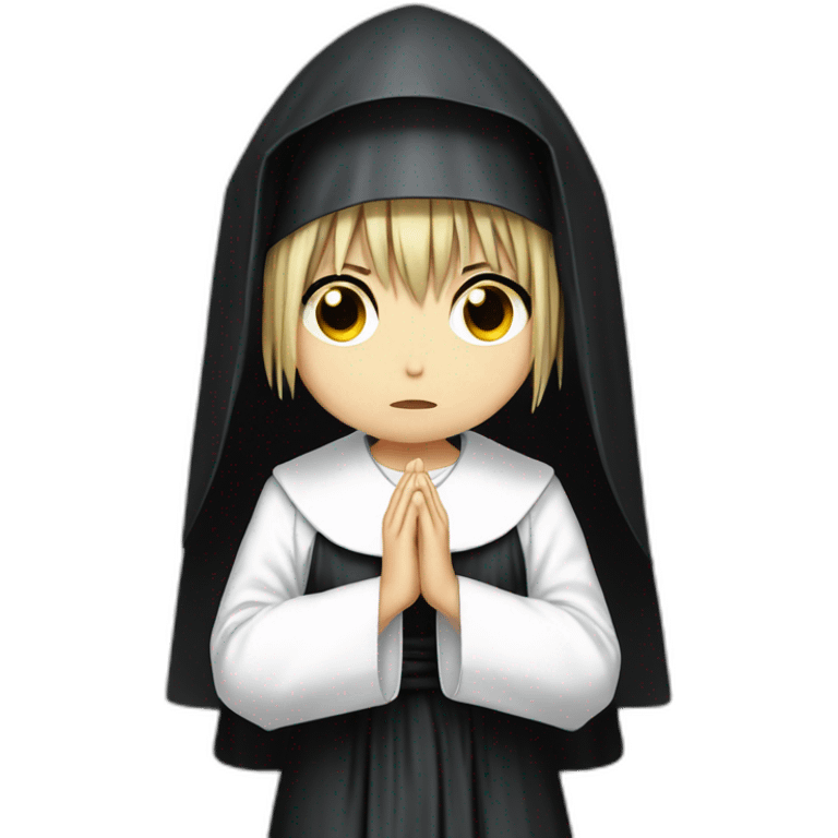 Misa Amane from death note dressed as a nun crying and praying emoji