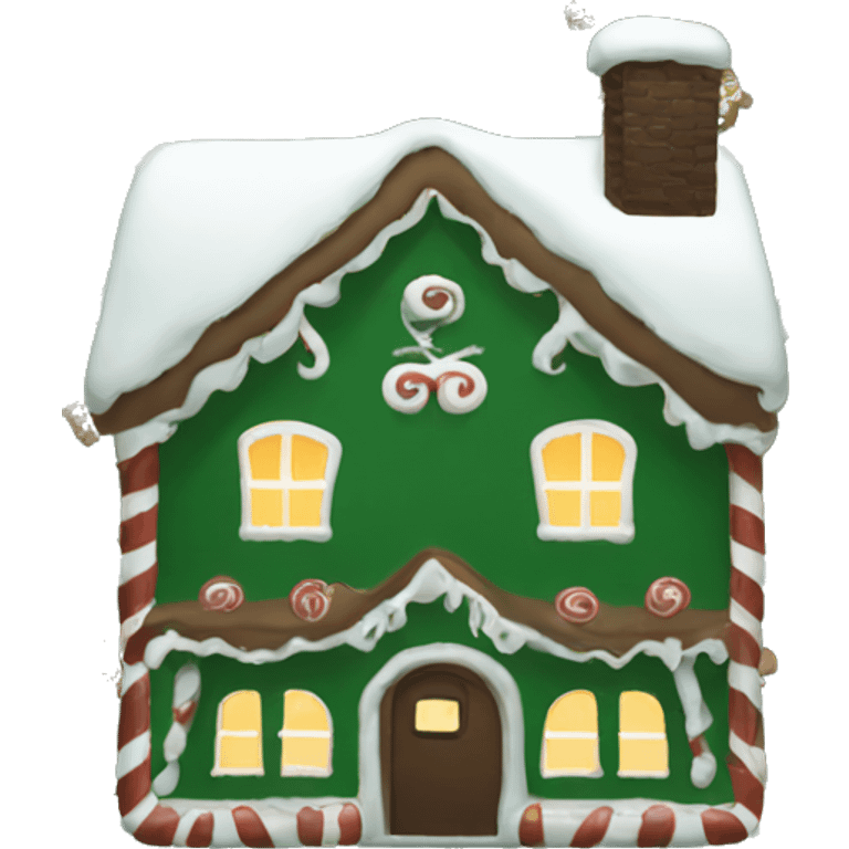 Cosy dark green gingerbread house  emoji