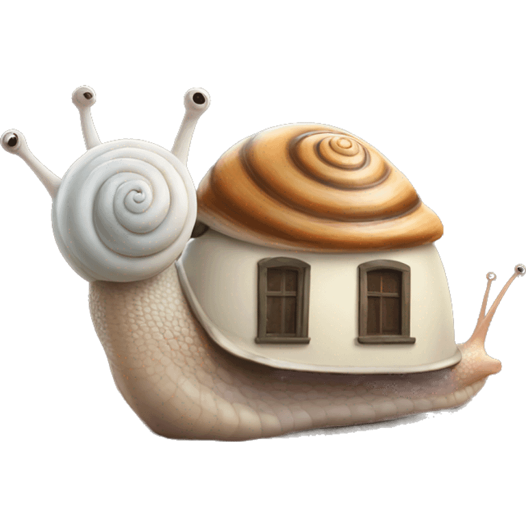 Snail with a real house as a house emoji