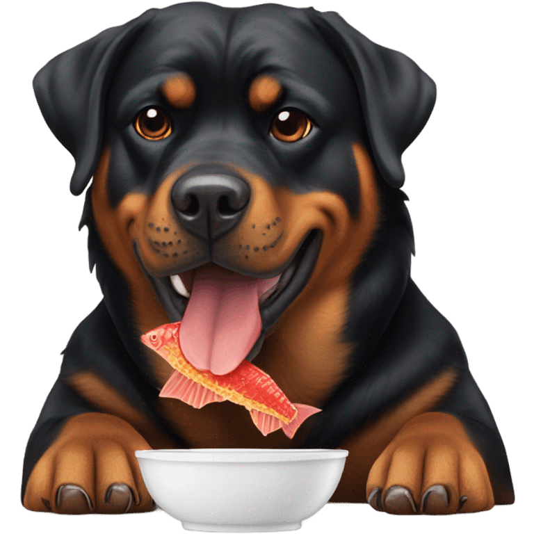 Stupid Rottweiler eating Swedish fish emoji