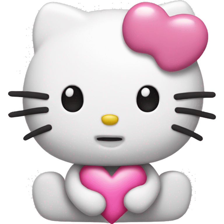 hello kitty with no mouth holding a pink heart emoji