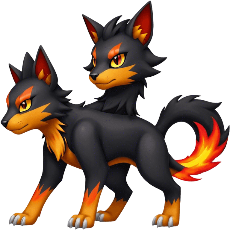 Cool edgy Torracat-Houndour-Digimon, full body emoji