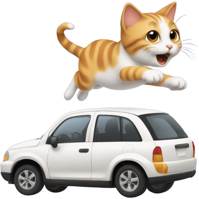 Cat jumping out of car emoji