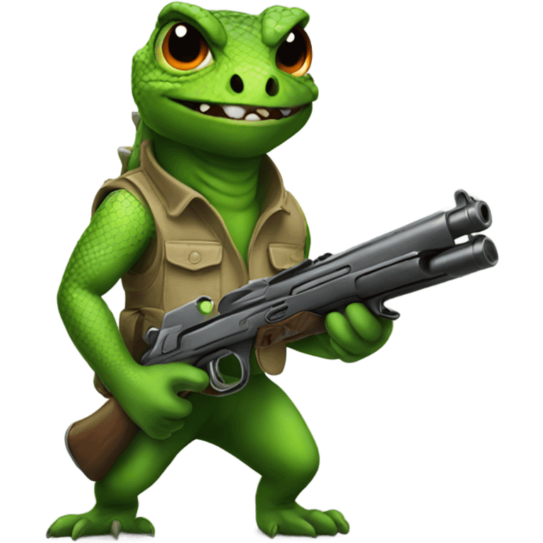 Lizard with gun emoji