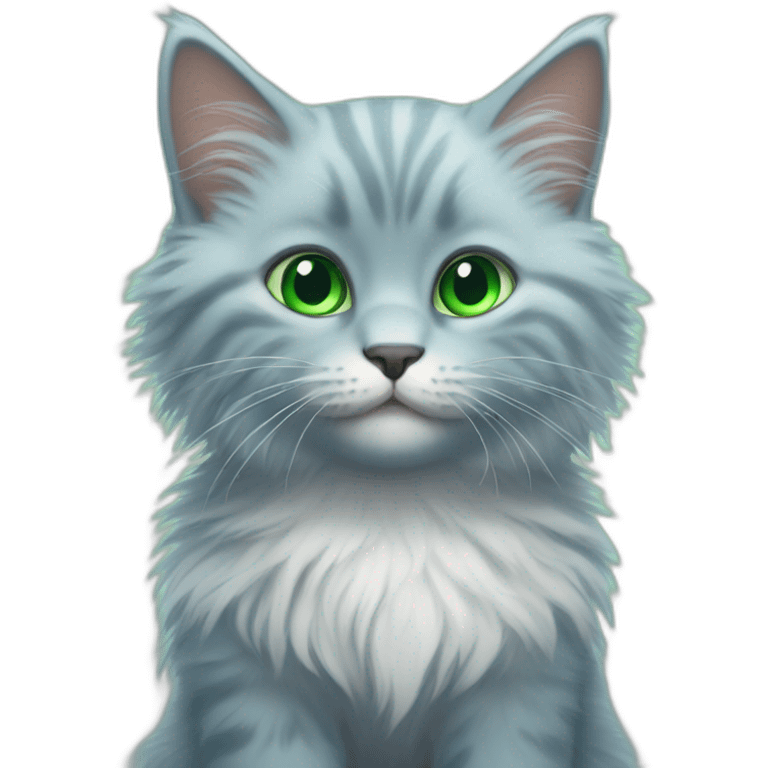 A fluffy blue kitten with mesmerizing green eyes emoji