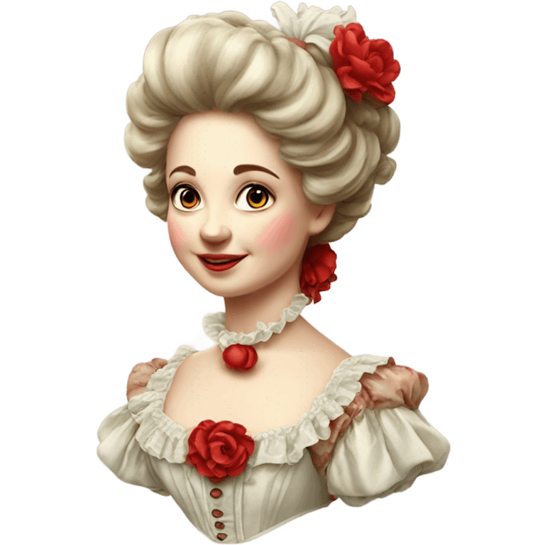 Vintage rococo girl with red hai emoji