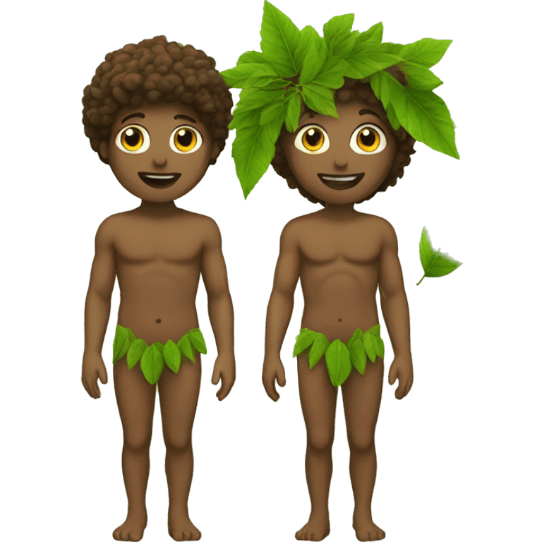 Adam and Eve with leaves emoji