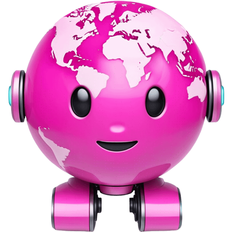 pink 3d robotic earth  emoji