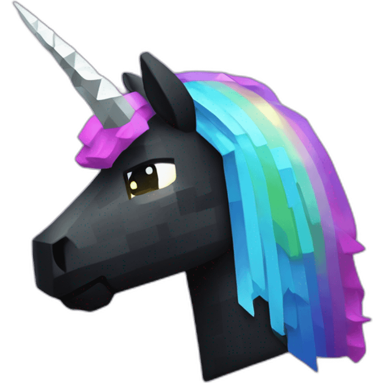 Minecraft Rainbow Black Unicorn Head With Diamond Horn emoji