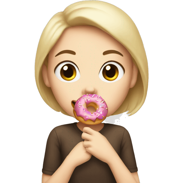 White skin girl biting a donut emoji