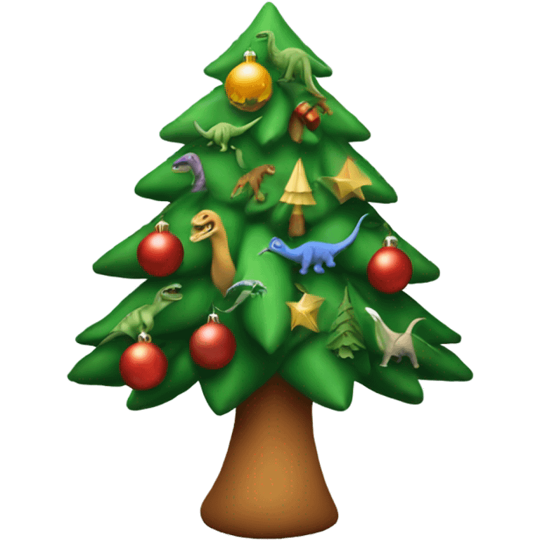 Christmas tree with dinosaurs under emoji