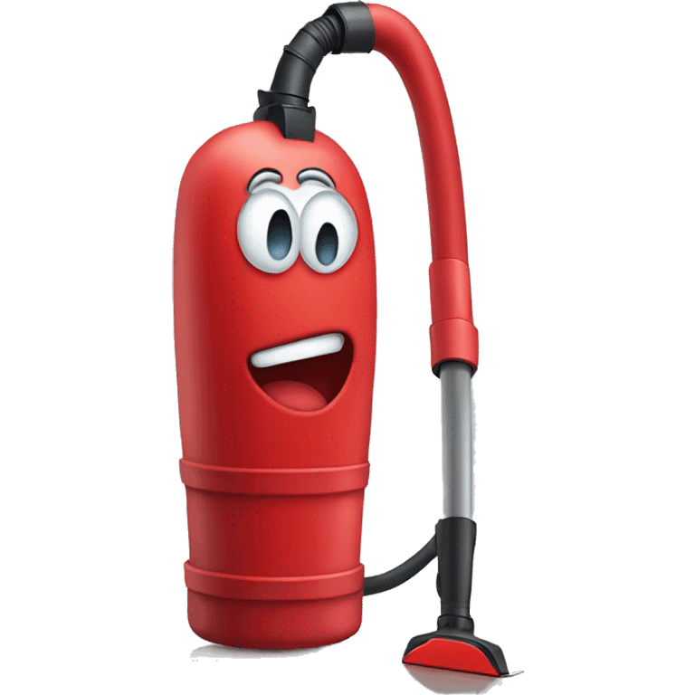 red vacuum with face emoji