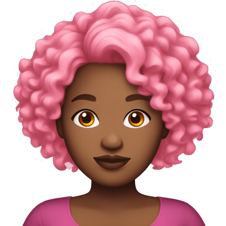 Plus size black woman with pink curly hair  emoji