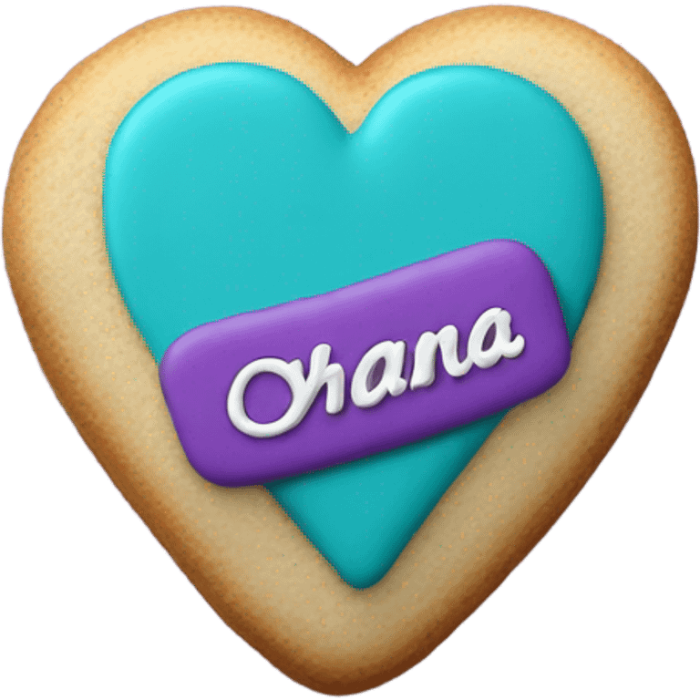 Teal purple Cookie heart with ohana emoji