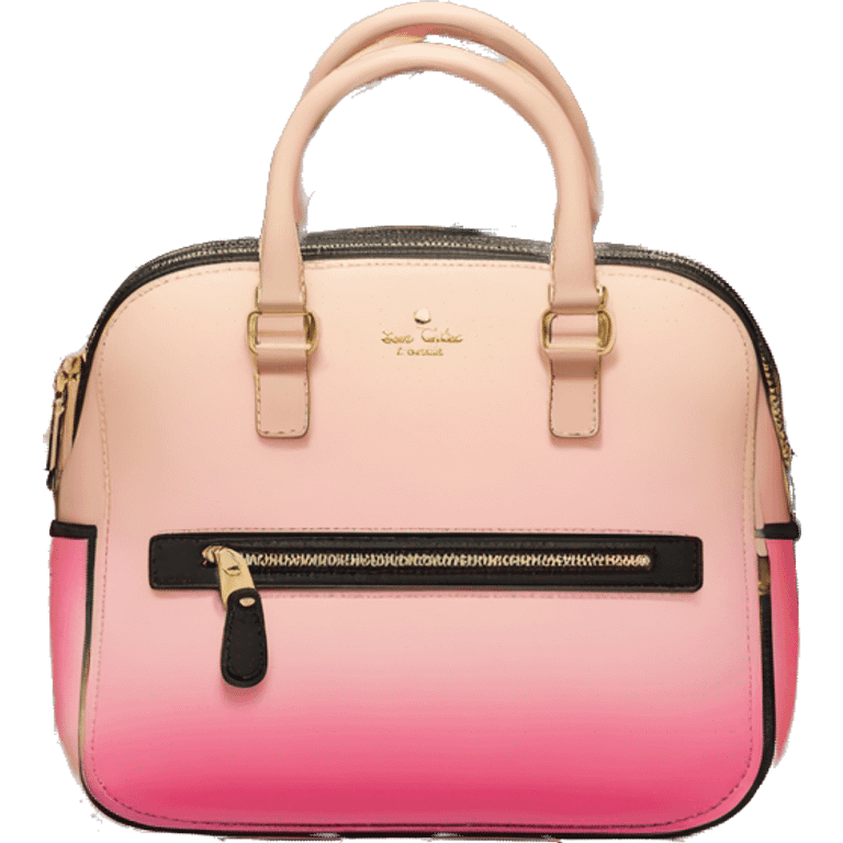 Hyper Realistic isolated peach,pink,cream and black ombre kate spade satchel purse.  emoji