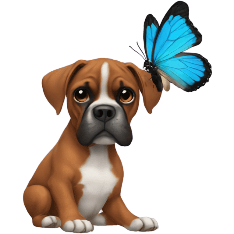 boxer dob playing with a butterfly  emoji