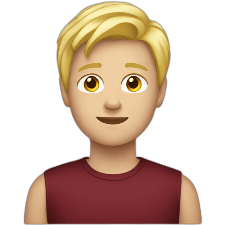 blond teenage boy with maroon shirt emoji