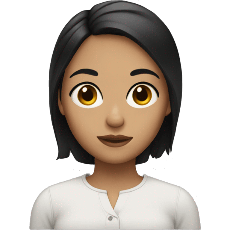 a girl with small eyes, black hair and brunette emoji