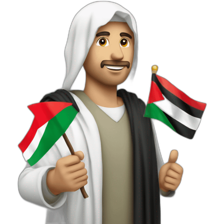 une homme avec le drapeau de la palestine dans les mains emoji