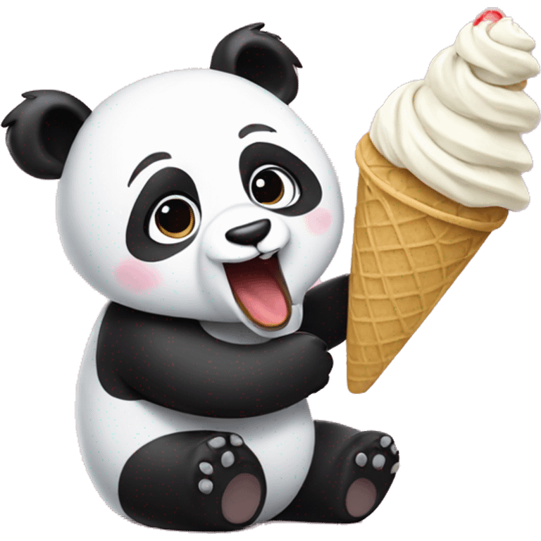 Panda eating ice cream emoji