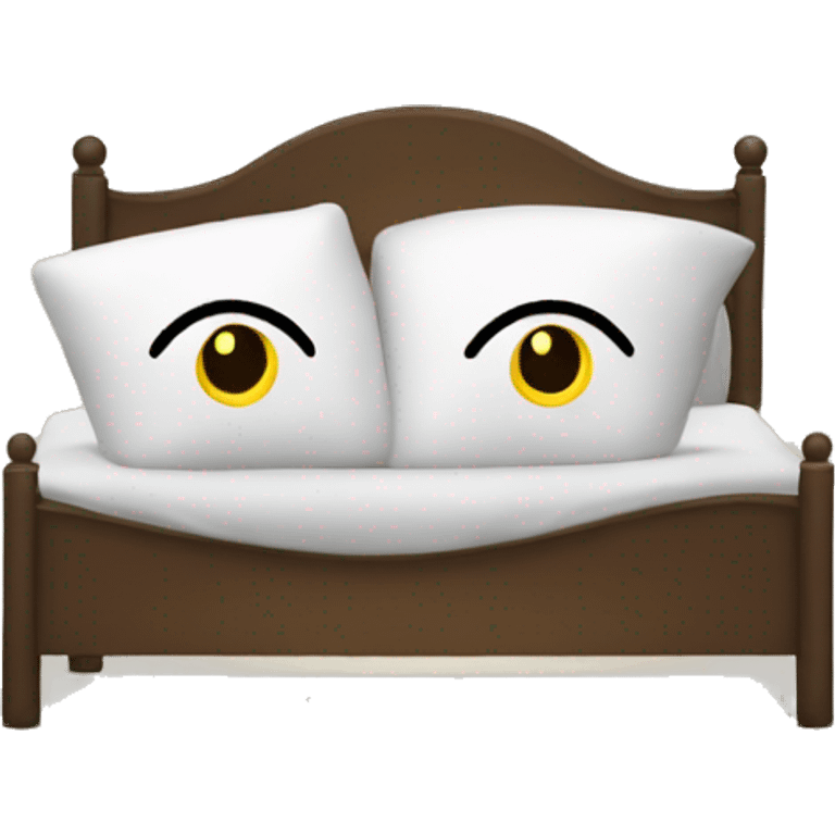 Laying in bed with a head at pillow with eyes wide open emoji