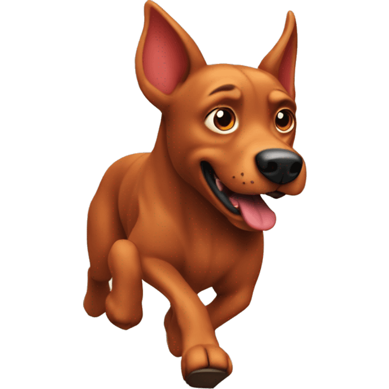 solid red dog with pointed ears running emoji