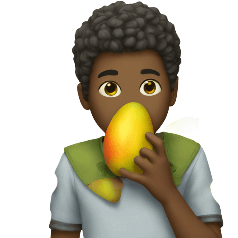 Boy kissing a mango  emoji