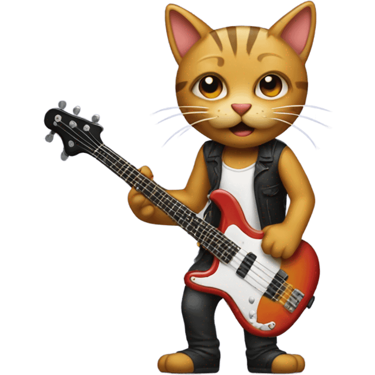 cool cat playing a bass guitar emoji