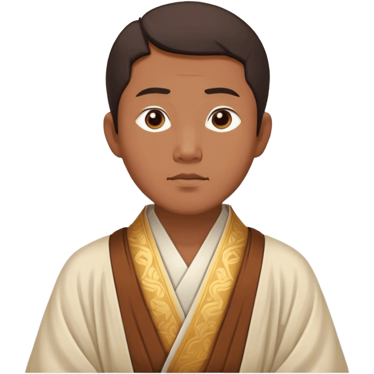 Cinematic Realistic Confucius Portrait Emoji, depicted as a wise ancient philosopher in traditional robes with a serene, contemplative expression, rendered with soft timeless textures and harmonious natural lighting that captures his enduring wisdom. emoji